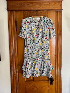 VINTAGE Liz Roberts ( Liz Petites) Colorful 80's Heart Dress Woman's Size 10